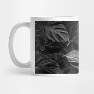 Black Monstera Leaf Pattern Mug